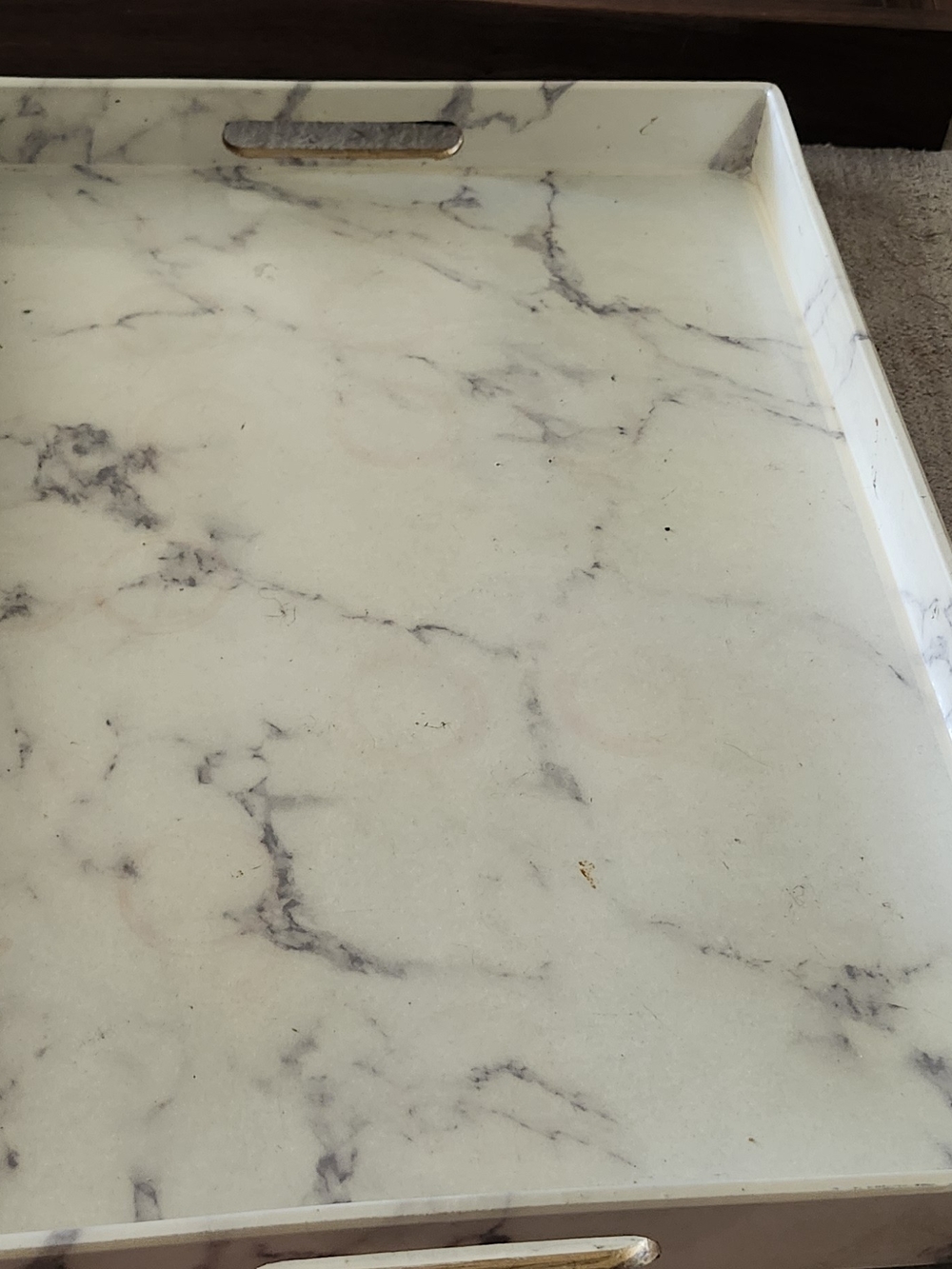 Marble-Pattern Serving Tray in White and Gray